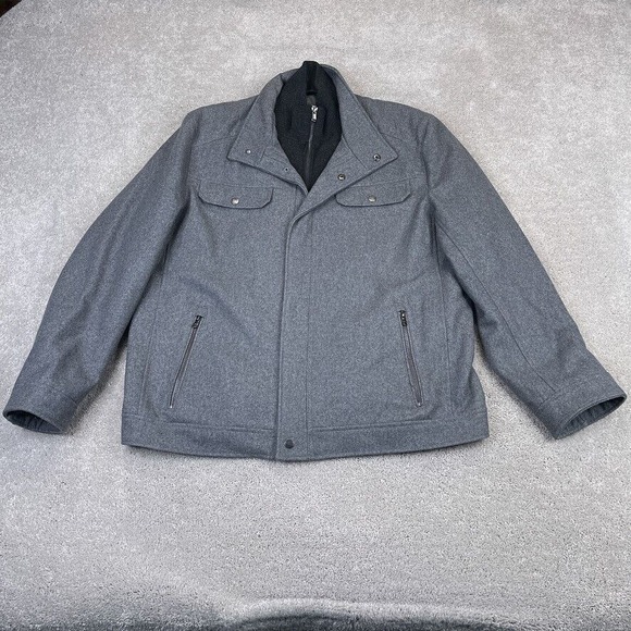 Michael Kors Jacket Mens XL Gray Wool Blend Full Zip Quilted‎ Lined Coat - Picture 1 of 15